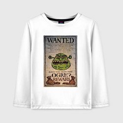 Лонгслив хлопковый детский Разыскивается огр, цвет: белый
