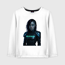 Лонгслив хлопковый детский Билли Айлиш в космическом костюме, цвет: белый