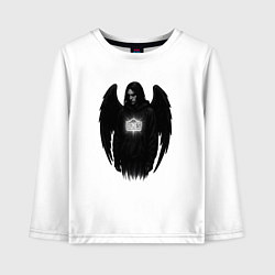 Лонгслив хлопковый детский Bones с черными крыльями, цвет: белый