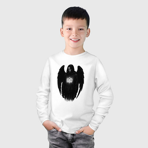 Детский лонгслив Bones с черными крыльями / Белый – фото 3