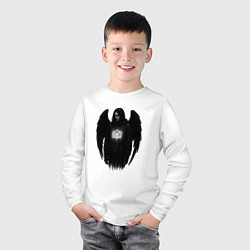 Лонгслив хлопковый детский Bones с черными крыльями, цвет: белый — фото 2