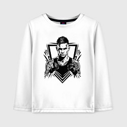 Лонгслив хлопковый детский Сила и решимость Дастин Порье, цвет: белый