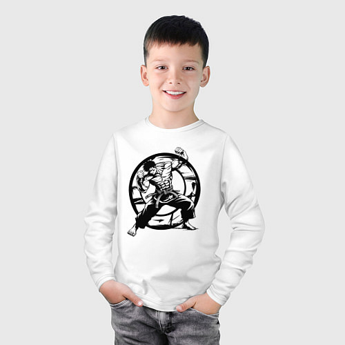 Детский лонгслив Джиу-джитсу мускулистый боец / Белый – фото 3