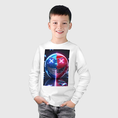 Детский лонгслив Смайлик твоего настроения / Белый – фото 3