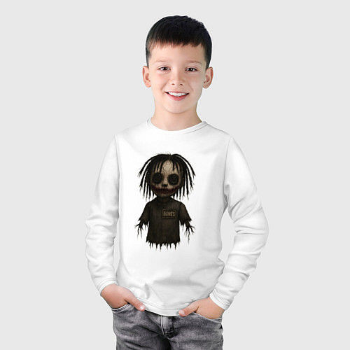 Детский лонгслив Bones хоррор кукла / Белый – фото 3