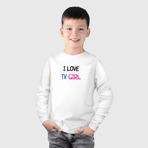 Детский лонгслив I love TV Girl / Белый – фото 3