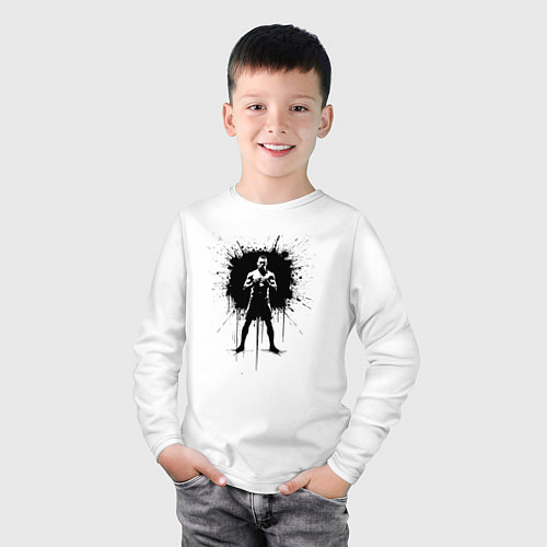 Детский лонгслив Нейт Диас в черной краске / Белый – фото 3