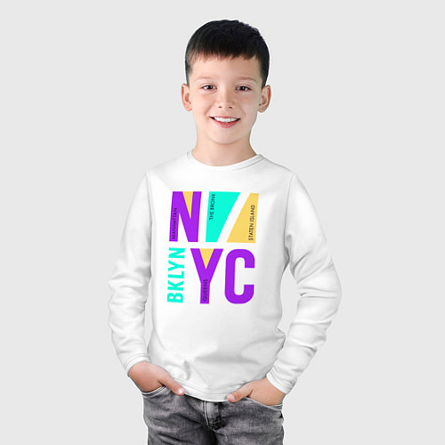 Детский лонгслив Районы в городе Нью-Йорк / Белый – фото 3