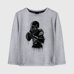 Детский лонгслив Американский футболист черной краской