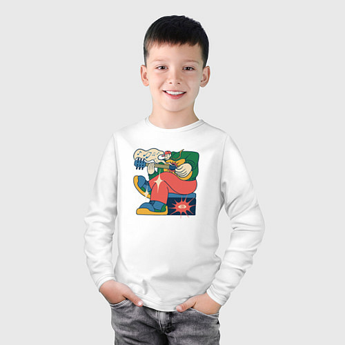 Детский лонгслив Rock boy / Белый – фото 3