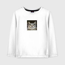 Лонгслив хлопковый детский Cat meme, цвет: белый