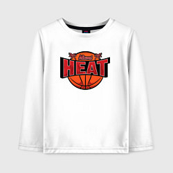 Лонгслив хлопковый детский Майами Хит - баскетбол, цвет: белый