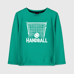 Лонгслив хлопковый детский Гандбольный мяч в воротах, цвет: зеленый