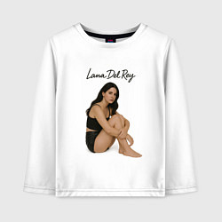 Лонгслив хлопковый детский Lana Del Rey сидит обнимая колени, цвет: белый