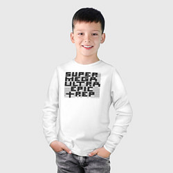 Лонгслив хлопковый детский Пиксельный Super Mega Ultra Epic Rep - ASCII арт,, цвет: белый — фото 2