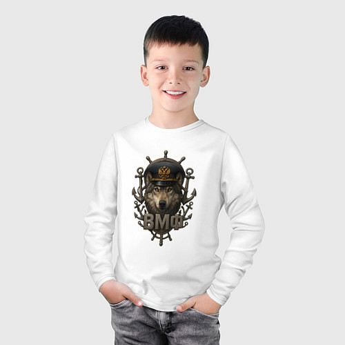 Детский лонгслив ВМФ волк морской пехотинец / Белый – фото 3