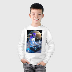 Лонгслив хлопковый детский Девушка космо DJ с сатурном, цвет: белый — фото 2