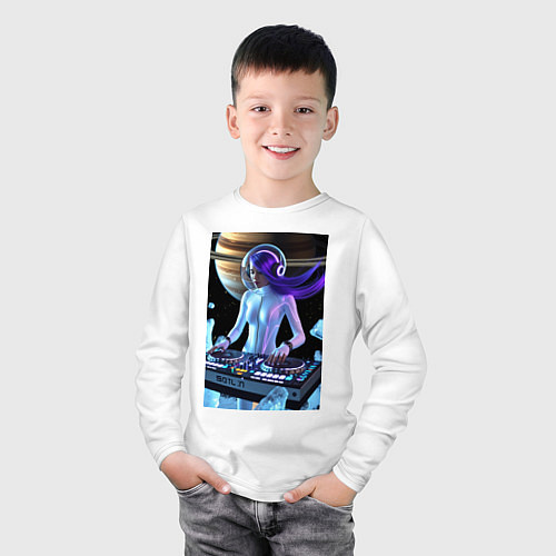 Детский лонгслив Девушка космо DJ / Белый – фото 3