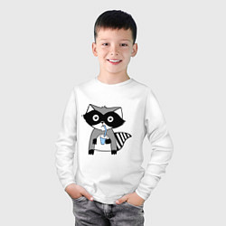 Лонгслив хлопковый детский Енот-мальчик, цвет: белый — фото 2