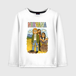 Лонгслив хлопковый детский Nirvana мультяшный стиль, цвет: белый