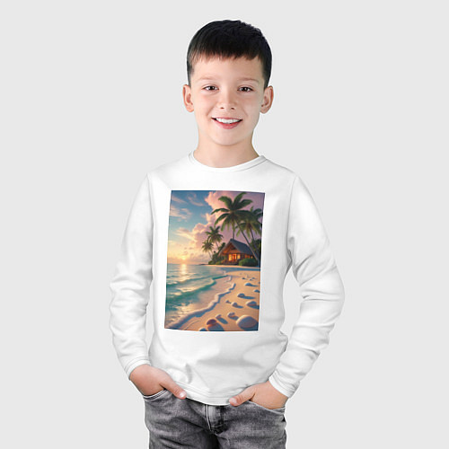 Детский лонгслив Вилла на берегу океана / Белый – фото 3