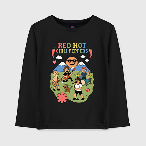 Детский лонгслив Red Hot Chili Peppers мультяшный стиль / Черный – фото 1