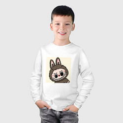 Лонгслив хлопковый детский Лабубу с милой мордашкой, цвет: белый — фото 2