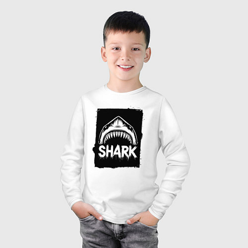Детский лонгслив Акула с открытой пастью / Белый – фото 3