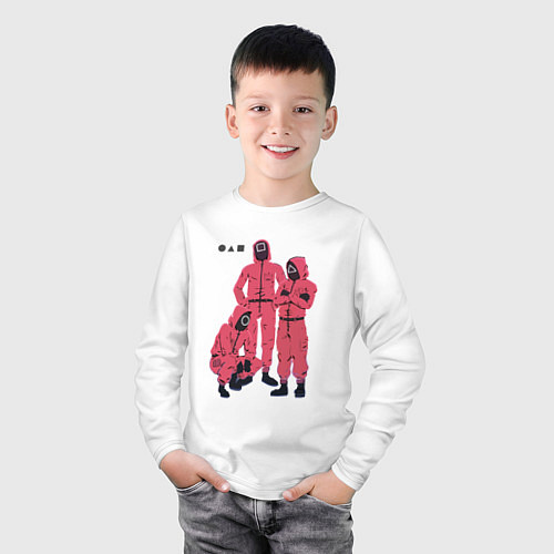 Детский лонгслив Squid game guys / Белый – фото 3