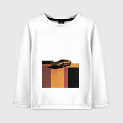 Лонгслив хлопковый детский Ретрофутуризм спорткар поп-арт 1970-е, цвет: белый