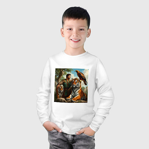 Детский лонгслив Друзья грузинского витязя / Белый – фото 3