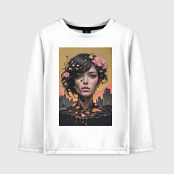 Лонгслив хлопковый детский Городская муза, цвет: белый