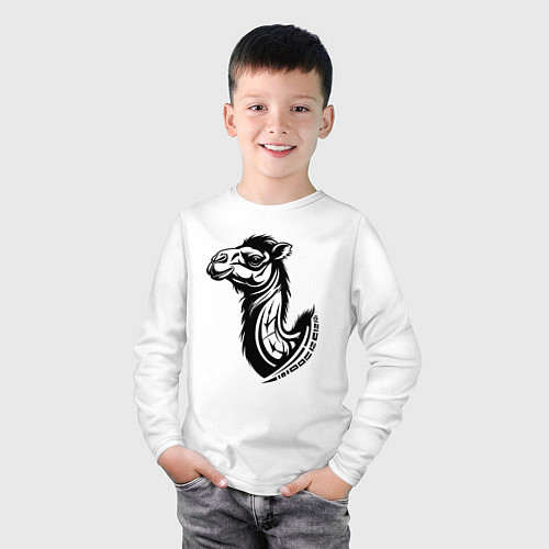 Детский лонгслив Стильный верблюд / Белый – фото 3