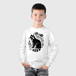 Лонгслив хлопковый детский Енот и цветочки, цвет: белый — фото 2