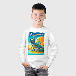 Лонгслив хлопковый детский Бендерзавр - мем, цвет: белый — фото 2