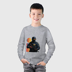 Лонгслив хлопковый детский Поп-арт контр-террорист CS 2, цвет: меланж — фото 2