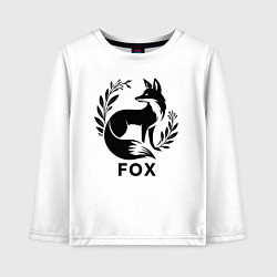 Лонгслив хлопковый детский Лис и ветки, цвет: белый