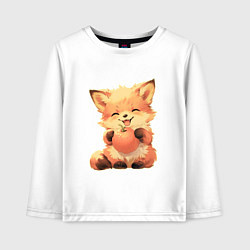 Лонгслив хлопковый детский Счастливый лисёнок с апельсином, цвет: белый
