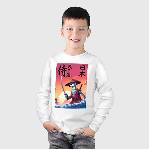 Детский лонгслив Bender samurai - bushido / Белый – фото 3