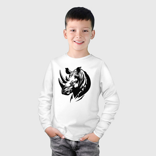Детский лонгслив Черный носорог / Белый – фото 3