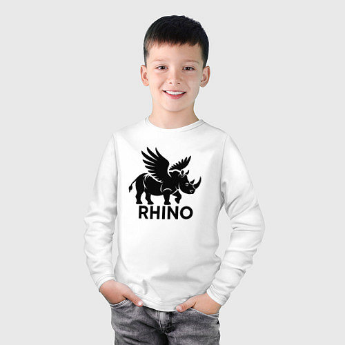 Детский лонгслив Крылатый носорог / Белый – фото 3