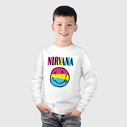 Лонгслив хлопковый детский Нирвана цветной, цвет: белый — фото 2