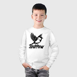 Лонгслив хлопковый детский Летящий воробей, цвет: белый — фото 2