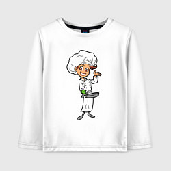 Лонгслив хлопковый детский Девушка повар, цвет: белый