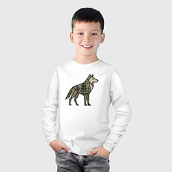 Лонгслив хлопковый детский Геометрический волк, цвет: белый — фото 2