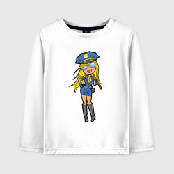 Лонгслив хлопковый детский Cop girl, цвет: белый