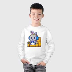 Лонгслив хлопковый детский Кролик геймер, цвет: белый — фото 2