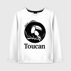 Лонгслив хлопковый детский Тукан в круге, цвет: белый