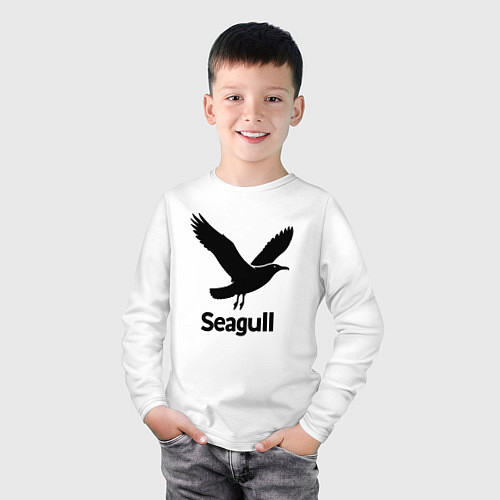 Детский лонгслив Черная чайка / Белый – фото 3