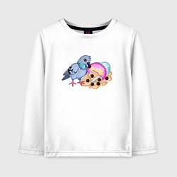 Лонгслив хлопковый детский Голубь с бабл ти, цвет: белый